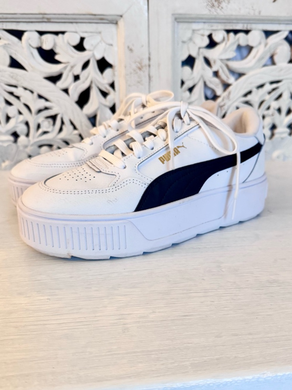 Puma White Platform Sneakers (Women’s 6.5)
